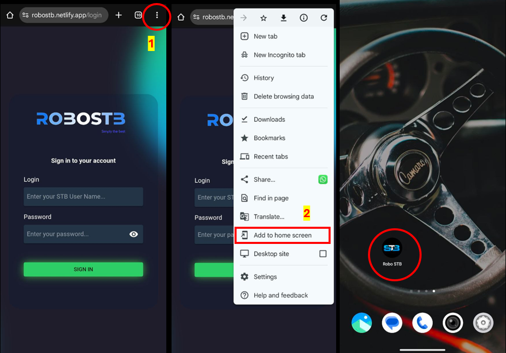Screenshot of Android PWA installation process